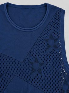 Stylish Navy Blue Sleeveless Knit Top