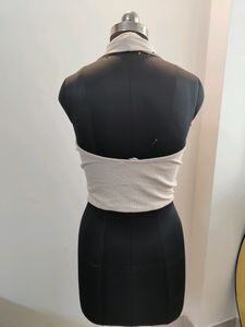 Beige Halter Neck Vest