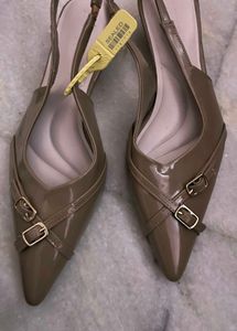 Elegant Taupe Slingback Heels