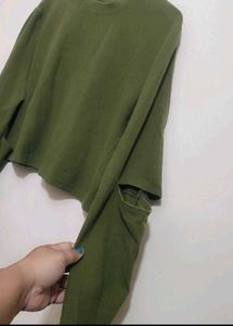 Olive Green Cropped Top For 36 Bust