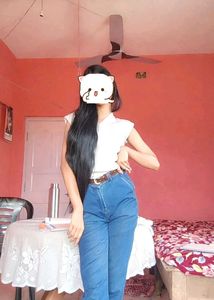White Knit V-Neck Top