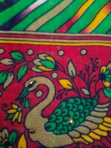 Vibrant Striped Saree with Elephant Border