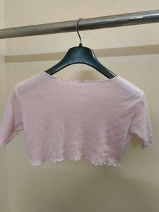 Cute Pink Cropped Top with Bows/ cover up