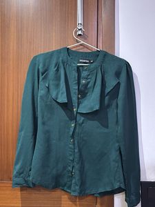 Elegant Teal Green Ruffled Blouse