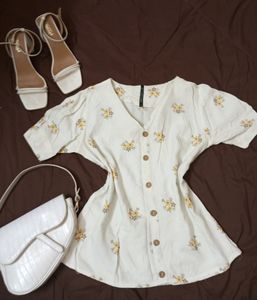 Korean White Cotton Top
