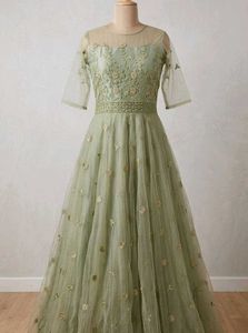 Elegant Green Embroidered Gown