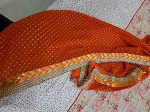 Vibrant Orange Saree with Embellished Border