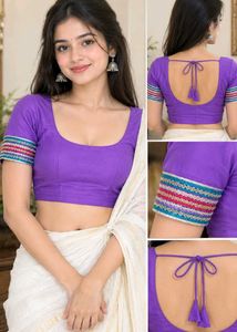 Vibrant Purple Ethnic Blouse with Decorative Sleev