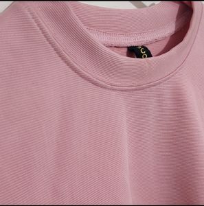 Pink Textured Crewneck Sweatshirt