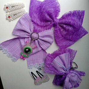 Purple💜 Hairbow Clips Set