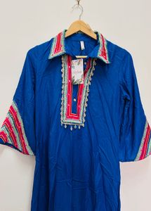 Vibrant Blue Embroidered Kurta Set