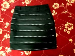 Chic Black Skirt with Embellishments
