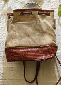 Stylish Canvas & Faux Leather Backpack