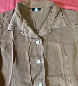 Brown Collared Button-Up Top