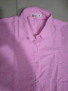 Pink &amp; White Striped Cotton Shirt 🌸