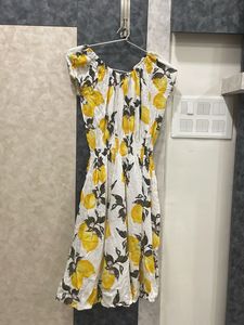 Lemon Print Midi Dress
