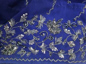 Elegant Blue saree with Intricate Silver Work