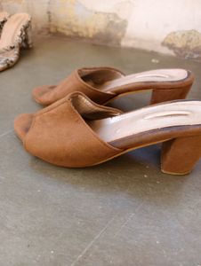 Women's Brown Suede Block Heels