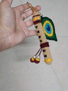 Handmade Flute &amp; Peacock Keychain