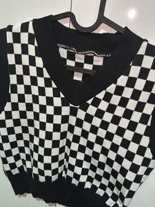 Checkerboard Knit Vest