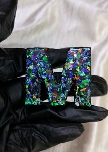 Resin Letter M Keychain