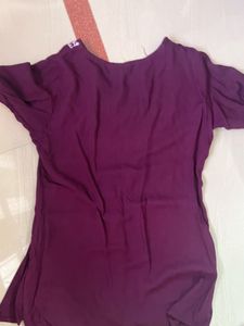 Purple Embroidered Kurta Top