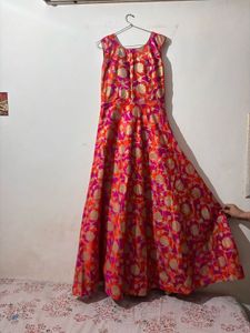 Elegant Red Floral Ethnic Gown