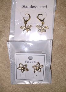Dragonfly & Flower Earrings Set