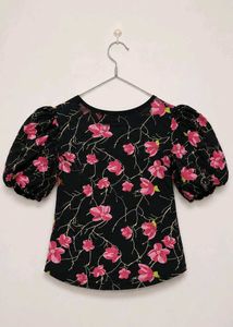 Cute Floral Puff Sleeve Top