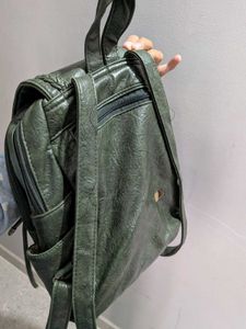 Stylish Green Backpack with Braided Detail