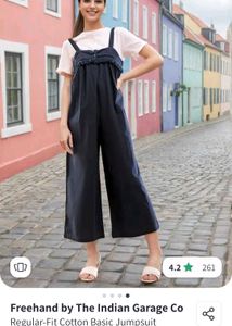 Stylish Dark Blue Cotton Jumpsuit
