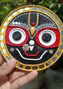 Divine Lord Jagannath Handmade Lippan Art (5.5 Inc