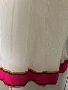Globle Desi White Kurta with Embroidered Neckline