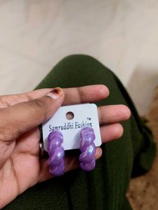 Purple Twisted Hoop Earrings