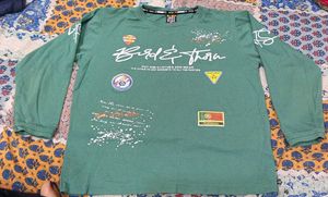 Green Graphic Print Long Sleeve T-Shirt