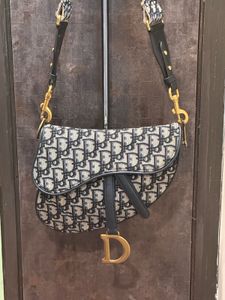 Auth Christian Dior Oblique medium saddle