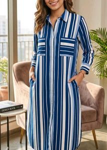 Blue Striped Shirt Dress