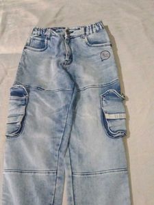 Kids Light Wash Cargo Jeans