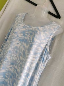 Land's end Blue &amp; White Tie-Dye Sleeveless Dress