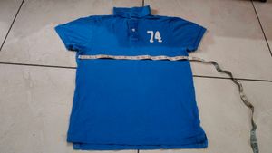 Blue Polo T-Shirt with '74' Graphic