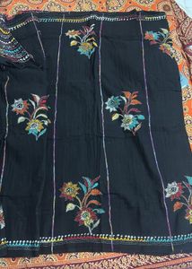 Beautifully Embroidered Black Saree