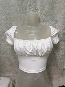 Chic White Square Neck Crop Top ✨