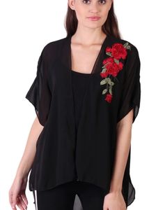 Chic Embroidered Black Shrug