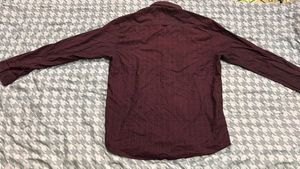 Men's Maroon Striped Casual Shirt