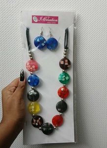 Multicolor Resin Necklace Set (Adjustable)