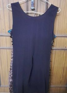 Elegant Ruffled Brown Dress
