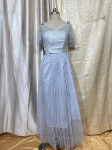 Elegant Grey Tulle Gown