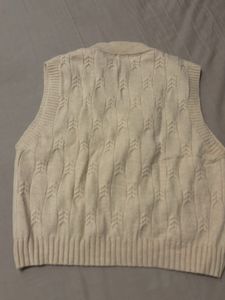 Cream Cable Knit V-Neck Sweater Vest