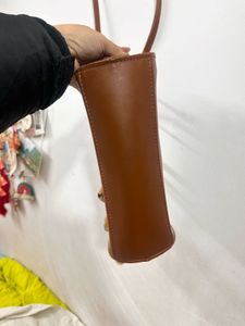 Brown Croc-Embossed Crossbody Bag