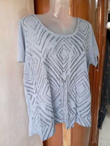 Grey Geometric Print Top